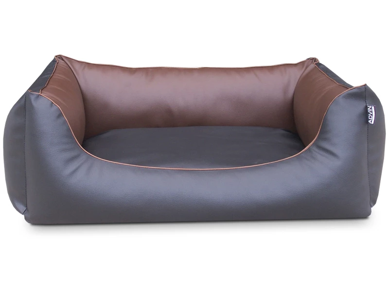 Bild 1 von MYPADO® Hundebett ADVIN Kunstleder schwarzbraun  / (Größe) 110 x 90cm / (Füllung) Visco Schaumstoff