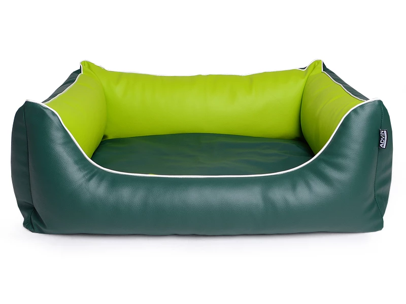 Bild 1 von MYPADO® Hundebett ADVIN Kunstleder - Dunkelgrünkiwi  / (Größe) 90 x 70cm / (Füllung) Visco Schaumstoff