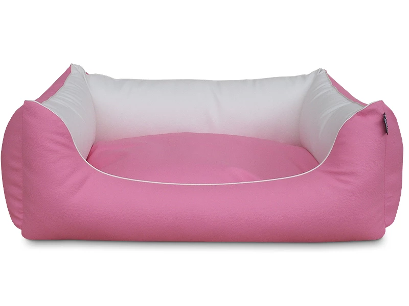 Bild 1 von MYPADO® Hundebett ADVIN Kunstleder - Pinkweiß  / (Größe) 90 x 70cm / (Füllung) Visco Schaumstoff